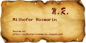Milhofer Rozmarin névjegykártya